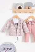 Elma Desenli Ceketli 3'lü Kız Bebek Takımı thumbnail 2