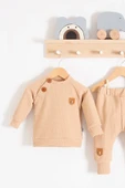 Jakarlı Omuzdan Düğmeli 2'li Erkek Bebek Takımı thumbnail 2