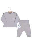 Cep Nakışlı Omuzdan Düğmeli % 100 Pamuk Erkek Bebek Takım - 1