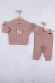 Kirpi Nakışlı % 100 Pamuk 2'li Kız Bebek Takım - 2