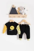 Erkek Bebek Emoji Baskılı Takım % 100 Pamuk thumbnail 4