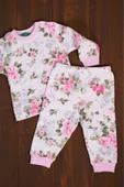 Büyük Çiçek Desenli Kız Bebek Eşofman Takımı %100 Pamuk thumbnail 3