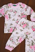 Büyük Çiçek Desenli Kız Bebek Eşofman Takımı %100 Pamuk thumbnail 4