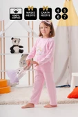 Unicorn Desenli Çanta ve Maskeli % 100 Pamuk Kız Çocuk Pijama Takımı - 1
