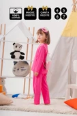 Heroıne Desenli Çanta ve Maskeli % 100 Pamuk Kız Çocuk Pijama Takımı - 1