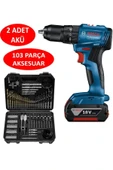 Bosch Professional GSB 185-LI 2 x 2.0Ah Çift Akülü Darbeli Matkap - 06019K3100 + Bosch V-Line Matkap & Vidalama Karışık Aksesuar Seti 103 Parça - 2607017367 - 1