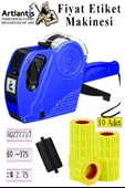 Etiket Makinesi Mavi 1 Adet Sarı Fiyat Etiketi 10 Rulo Sekiz Haneli Fiyat Etiketi Makinası Lira Dolar Euro Dayanıklı - 1