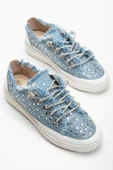 Kadın Günlük Ayakkabı Mavi Taş Bağcıklı Kot Malzeme thumbnail 1