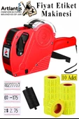 Etiket Makinesi Kırmızı 1 Adet Sarı Fiyat Etiketi 10 Rulo Sekiz Haneli Fiyat Etiketi Makinası Lira Dolar Euro Dayanıklı - 1