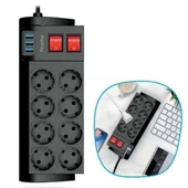 Miracle Omni® Isıya Dayanıklı Termal Akım Korumalı 2 Metre 16A 4000W 8li Priz ve 3 Usb Li Uzatma Kablosu - 3