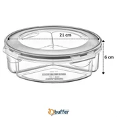 Miracle Omni® 3 Bölmeli Sızdırmaz Contalı Kilitli Kapaklı 1,35 Litre yuvarlak Erzak Saklama Kabı LC-500 - 3