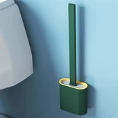 Miracle Omni® Duvara Monte Edilebilir Kapaklı Askılı Klozet Yumuşak Silikon Başlıklı Tuvalet Fırçası Seti - 7