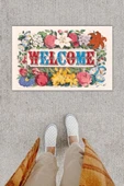 Dijital Baskı Dekoratif Welcome Renkli Kapı Önü Paspası K-1249 - 1