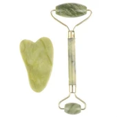 Miracle Omni® Çift Taraflı 2li Cilt Yüz Masaj Aleti Jade Roller Yeşim  Taşı Seti - 2
