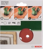 Bosch - Eksantirik Zımpara Kağıdı 5'li, 125 mm 180 Kum 8 Delik - 2