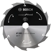 Bosch - Standard for Serisi Ahşap için Akülü Daire Testere Bıçağı 165*20 mm 12 Diş - 1