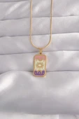 316L Çelik Gold Renk Karışık Mineli Ay Figür Tarot Kolye - 1