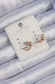 Xuping Rose Renk Zirkon Taşlı Bombeli Topçuk Earcuff Küpe - 1