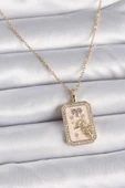 316L Çelik Gold Renk Zincir Koç Burcu Zirkon Taşlı Kadın Kolye - 1