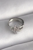 316L Çelik Gümüş Renk Zirkon Taşlı Deniz Yıldızı Model Tragus Piercing - 1
