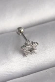 316L Çelik Gümüş Renk Zirkon Taşlı Yıldız Model Tragus Piercing - 1