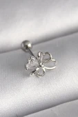 316L Çelik Gümüş Renk Zirkon Taş Detay Kurdele Model Tragus Piercing - 1