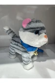 Kedi Tasmalı Kumandalı Yürüyen Sevimli Kedi Peluş Kedi Tasmalı Kedi Gri - 3