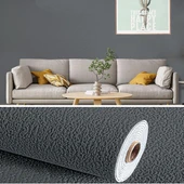 Renkli Duvarlar 50x280cm(1,4m2) KoyuGri Antasit Kendinden Yapışkanlı Duvar Kağıdı Dokulu Esnek Silinebilir thumbnail 1