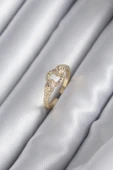 Pirinç Gold Renk Zirkon Taşlı Yılan Model Kadın Yüzük - 1