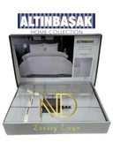 Altınbaşak Jakarlı Saten Çift Kişilik Nevresim Takımı Dıamond Coin thumbnail 1