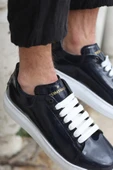 Valendo Lacivert Rugan Garantili Erkek Günlük Casual Bağcıklı Tabanlı Sneaker Spor Ayakkabı VALENDO - 4