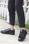 Valendo Siyah Rugan Garantili Erkek Günlük Casual Bağcıklı Tabanlı Sneaker Spor Ayakkabı VALENDO - 1