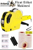 Etiket Makinesi Sarı 1 Adet Beyaz Fiyat Etiketi 10 Rulo Sekiz Haneli Fiyat Etiketi Makinası Lira Dolar Euro Dayanıklı - 1