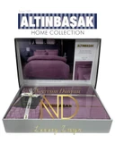 Altınbaşak Jakarlı Saten Çift Kişilik Nevresim Takımı Adelya Puce thumbnail 1