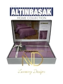 Altınbaşak Jakarlı Saten Çift Kişilik Nevresim Takımı Perle Puce thumbnail 1