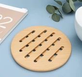 Yuvarlak Bambu Nihale , Isıya Dayanıklı Ahşap Tencere ve Tava Altlığı thumbnail 6