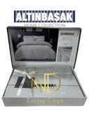 Altınbaşak Jakarlı Saten Çift Kişilik Nevresim Takımı Adelya Puce - 1