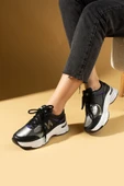 Pembe Potin Taş Detaylı Rahat Taban Bağcıklı Kadın Sneaker 36-874-25 - 5