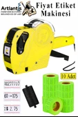 Etiket Makinesi Sarı 1 Adet Yeşil Fiyat Etiketi 10 Rulo Sekiz Haneli Fiyat Etiketi Makinası Lira Dolar Euro Dayanıklı - 1