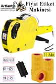 Etiket Makinesi Sarı 1 Adet Turuncu Fiyat Etiketi 10 Rulo Sekiz Haneli Fiyat Etiketi Makinası Lira Dolar Euro Dayanıklı - 1