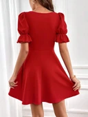 Lucky Life Kadın Kısa Kollu Kare Yakalı Kiloş Ithal Krep Elbise thumbnail 4