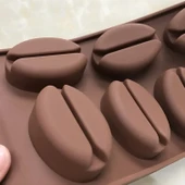 Silikon Kalıp Çikolata Ve Buz Büyük Kahve Çekirdeği Şeker Hamuru Kek Kalıbı 7 Li - 5