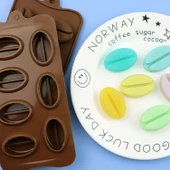 Silikon Kalıp Çikolata Ve Buz Büyük Kahve Çekirdeği Şeker Hamuru Kek Kalıbı 7 Li - 6