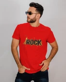 Alevli ROCK Baskılı Siyah Erkek Tişört  Asi ve Karizmatik Stil - 2