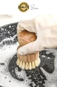 Mini Bambu Fırça Yuvarlak Sofra Temizleme Avuç İçi Mutfak Lavabosu Banyo Temizliği Tava Berber - 4