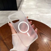 iPhone 15 Pro Max Buzlu Oluklu Tasarım Magsafe Kılıf - 2