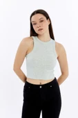 Kadın 3 Lü Fitilli Halter Yaka Crop Atlet - 7