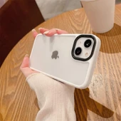 İPHONE 11 PRO MAX YANLARI RENKLİ SİLİKON PARLAK ARKA YÜZEYLİ TİGER HİBRİT KAPAK BEYAZ - 1