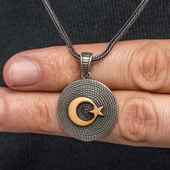 Gümüş Ay Yıldızlı Erkek Kolye - 1