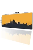SonicTouch Şehir Silüeti Temalı Sarı Siyah Gamer Oyuncu Dikişsiz Sıvı Geçirmez Klavye Mouse Pad 32x70Cm thumbnail 2